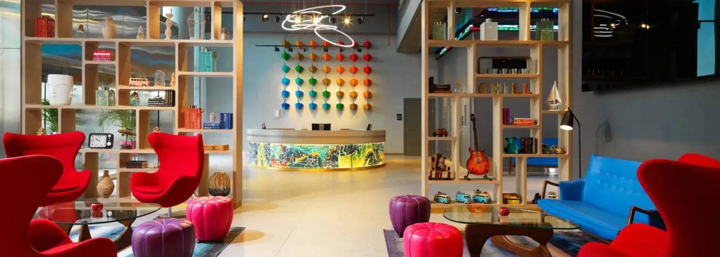 lobby view of Aloft Palm Jumeirah Dubai